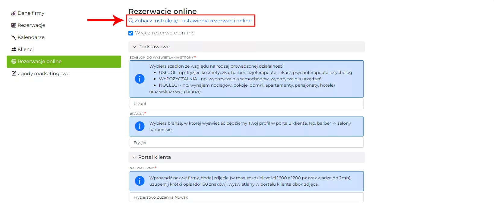 Instrukcja online